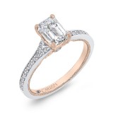 Shah Luxury 14K Two-Tone Gold Emerald Cut Diamond Engagement Ring (Semi-Mount) photo 2