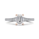 Shah Luxury 14K Two-Tone Gold Emerald Cut Diamond Engagement Ring (Semi-Mount) photo