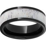 Black Diamond Ceramic Pipe Cut Band with Antler Inlay photo