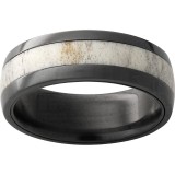 Black Zirconium Domed Band with Antler Inaly photo