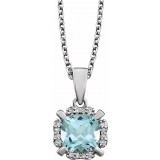 14K White Sky Blue Topaz & .05 CTW Diamond 18 Necklace photo