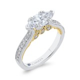 Shah Luxury 14K Two-Tone Gold Marquise Diamond Engagement Ring (Semi-Mount) photo 2