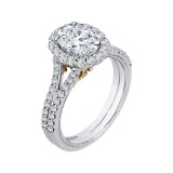 Shah Luxury 14K Two-Tone Gold Oval Diamond Halo Vintage Engagement Ring with Split Shank (Semi-Mount) photo 2