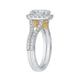 Shah Luxury 14K Two-Tone Gold Oval Diamond Halo Vintage Engagement Ring with Split Shank (Semi-Mount) photo 3