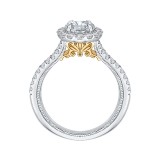 Shah Luxury 14K Two-Tone Gold Oval Diamond Halo Vintage Engagement Ring with Split Shank (Semi-Mount) photo 4
