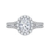 Shah Luxury 14K Two-Tone Gold Oval Diamond Halo Vintage Engagement Ring with Split Shank (Semi-Mount) photo