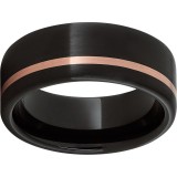 Black Diamond Ceramic Pipe Cut Band with a 1mm Off-Center 14K Rose Gold Inlay photo