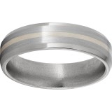 Titanium Beveled Edge Band with a 1mm Sterling Silver Inlay and Satin Finish photo