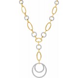 14K Yellow & 14K White 5/8 CTW Diamond 16 Necklace with 2 Drop photo 2