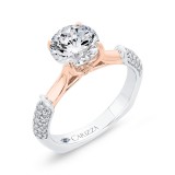 Shah Luxury 14K Two-Tone Gold Diamond Engagement Ring (Semi-Mount) photo 2