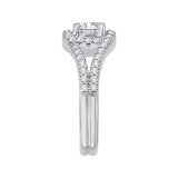 Shah Luxury 14K White Gold Cushion Diamond Halo Engagement Ring with Split Shank (Semi-Mount) photo 2