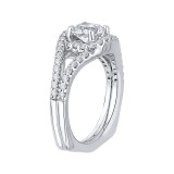 Shah Luxury 14K White Gold Cushion Diamond Halo Engagement Ring with Split Shank (Semi-Mount) photo 3