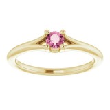 14K Yellow Pink Tourmaline Youth Solitaire Ring photo 3