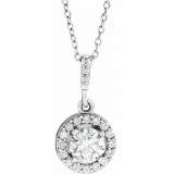 14K White 5/8 CTW Diamond Halo-Style 18 Necklace photo