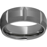 Rugged Tungsten  8mm Domed Bevel Faceted Band with Stone Edges photo