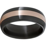 Black Zirconium Domed Band with 14K Rose Gold Inlay photo