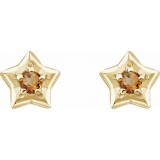 14K Yellow 3 mm Round November Youth Star Birthstone Earrings photo 2