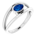 14K White Blue Sapphire Ring photo