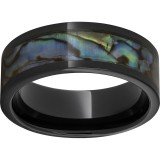 Black Diamond Ceramic Pipe Cut Band with Abalone Inlay photo