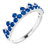 14K White Blue Sapphire Crown Ring photo