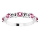 14K White Pink Tourmaline Stackable Link Ring photo 3